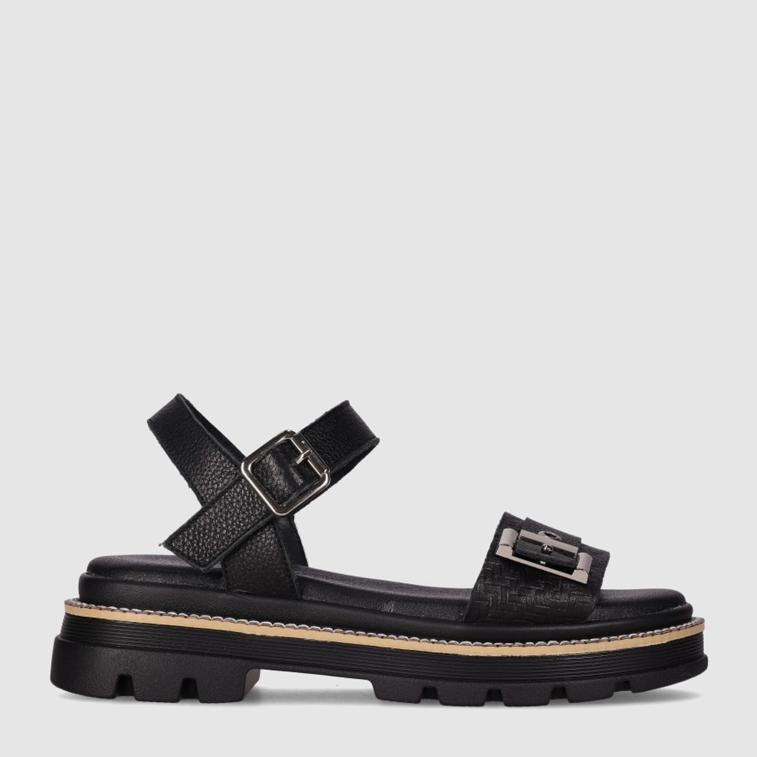 Sandalias de Piel - Negro - Tacón: 3 cm