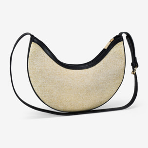 Bolso de hombro beige en rafia