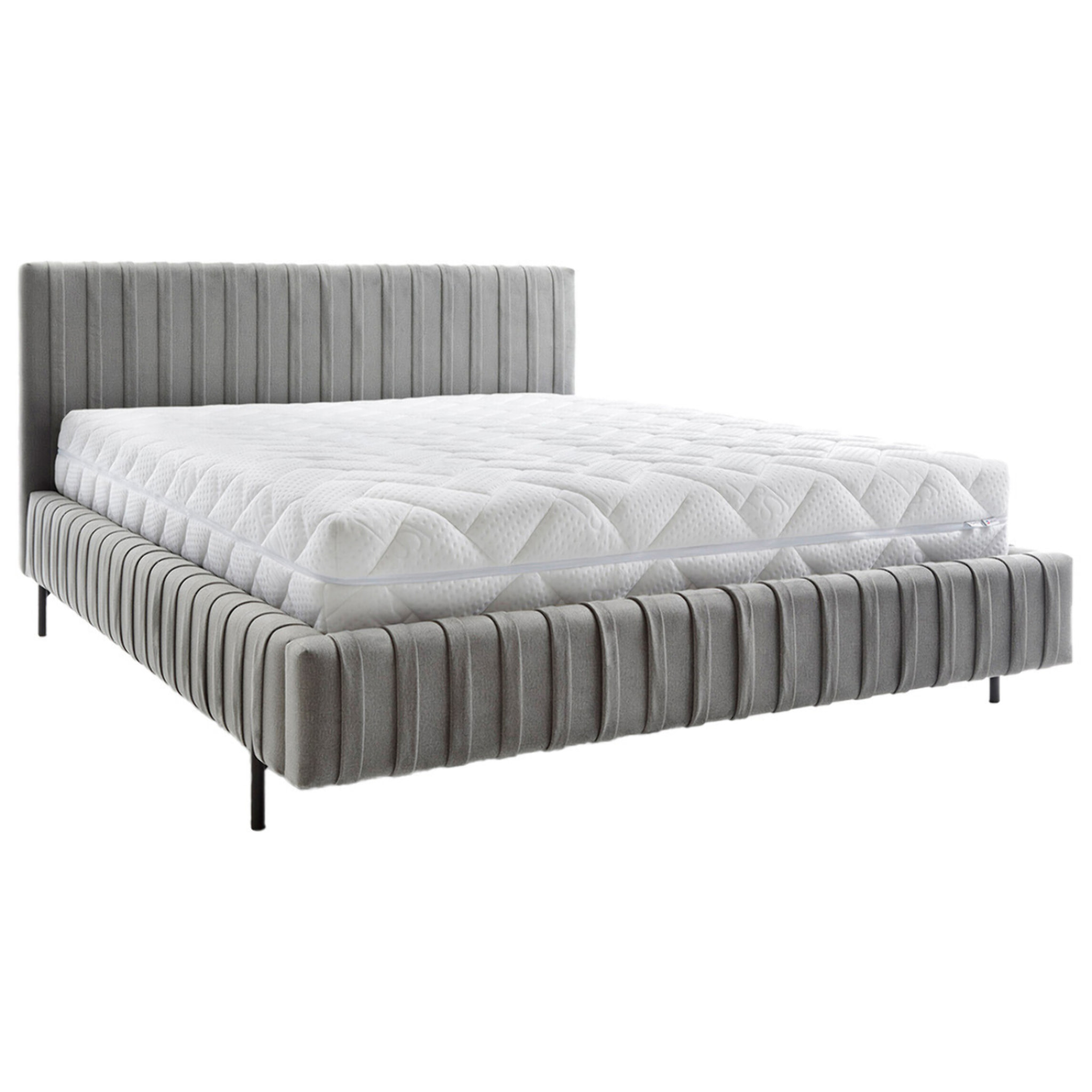 Flavio - lit coffre - 160x200 cm - sommier inclus - en simili - Gris