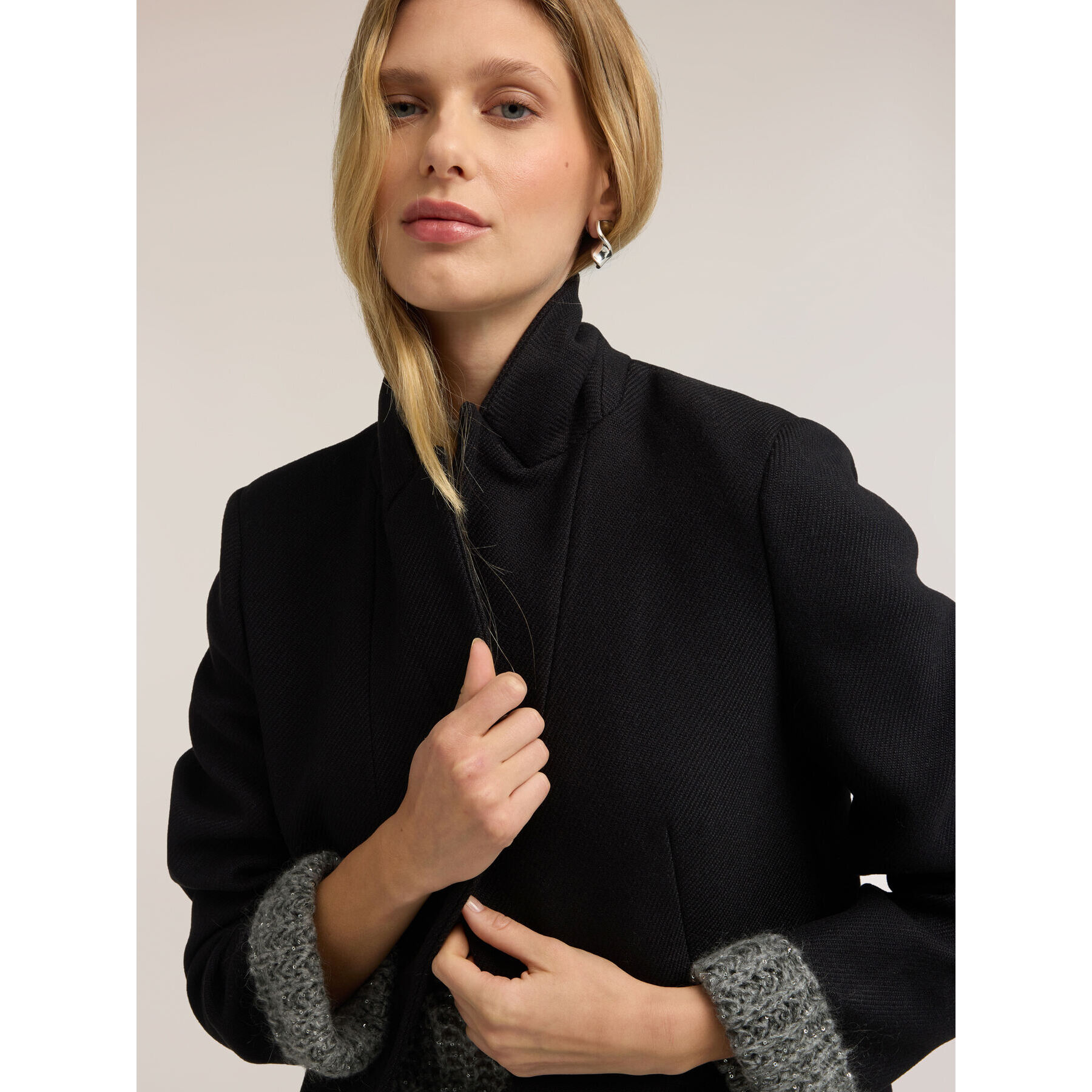 Motivi - Cappotto lungo monopetto - Nero