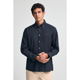 Camicia blu marino regular fit con logo Rigby Go