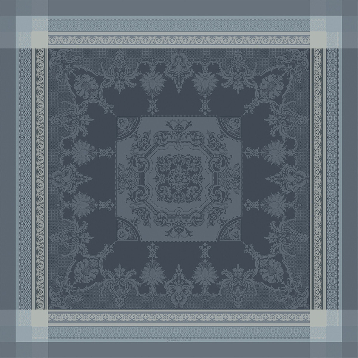 Nappe anti tache pur coton jacquard Fontainebleau gris
