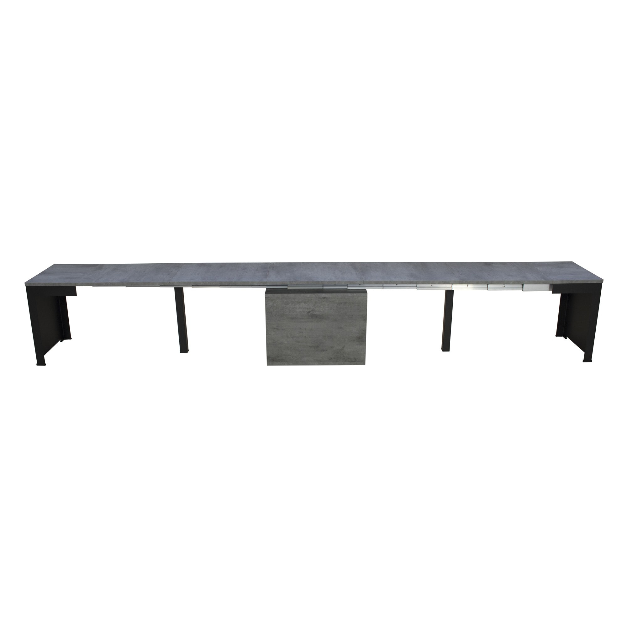 Banc extensible 55x40/305 cm Walk Gris Béton rallonges internes cadre Anthracite