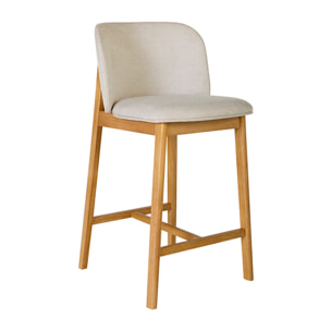 Tabourets de bar en tissu effet velours texturé beige et bois clair H69 cm (lot de 2) TIEGA