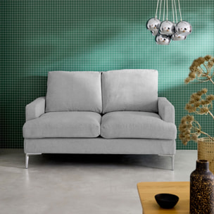 Canapé 2 places en tissu gris clair L 143 x P 90 x H 89cm - Hans