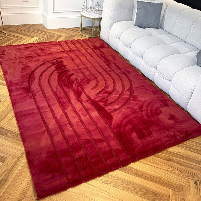 ALASKA - Tapis doux à motif graphique rouge
