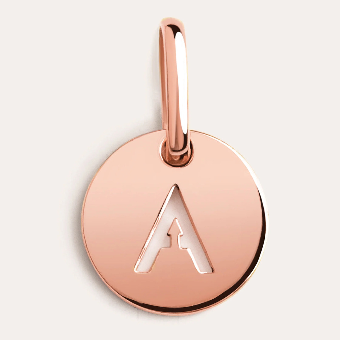 Charm Mini Medallion Letter Argento Placcato Oro Rosa