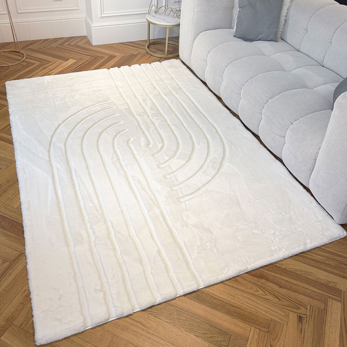 ALASKA - Tapis doux à motif graphique blanc