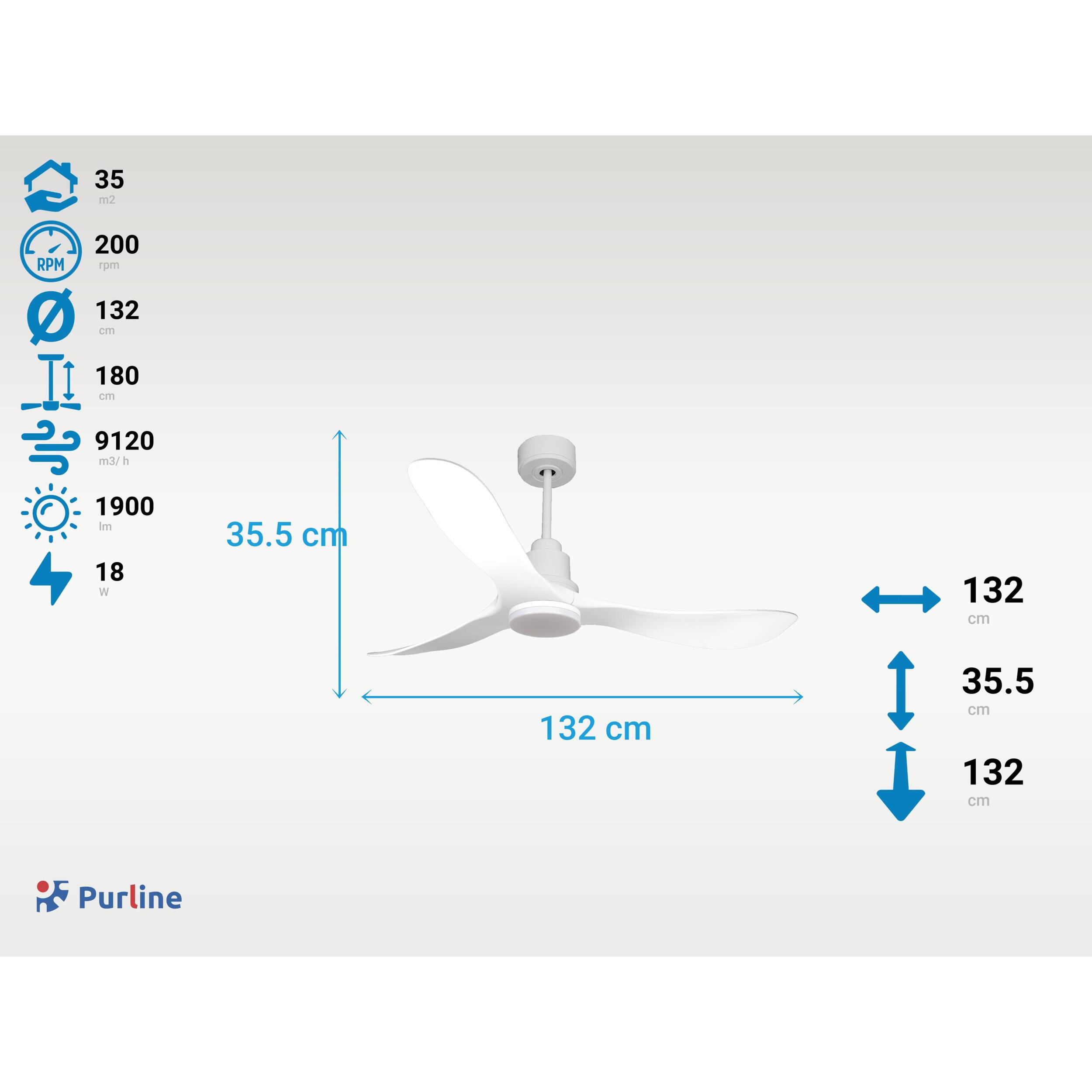 Ventilateur de plafond Réversible  Thermostat Dimmable Wifi Moteur à courant continu Toits en pente Télécommande Lumière à trois tons Hypersilence Mémoire
