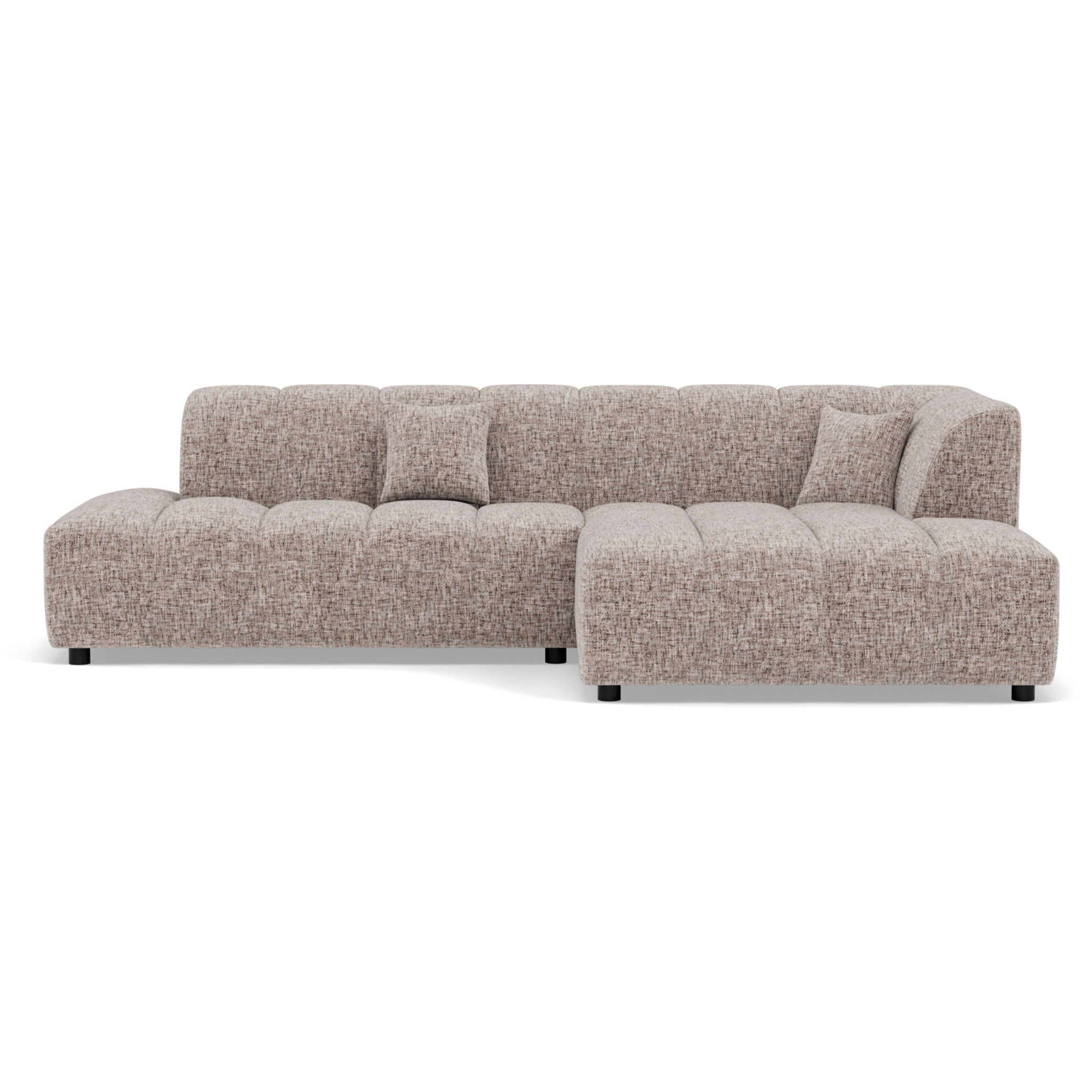 Curtis - canapé d'angle droit 4 places sans accoudoir en tissu texturé - Taupe