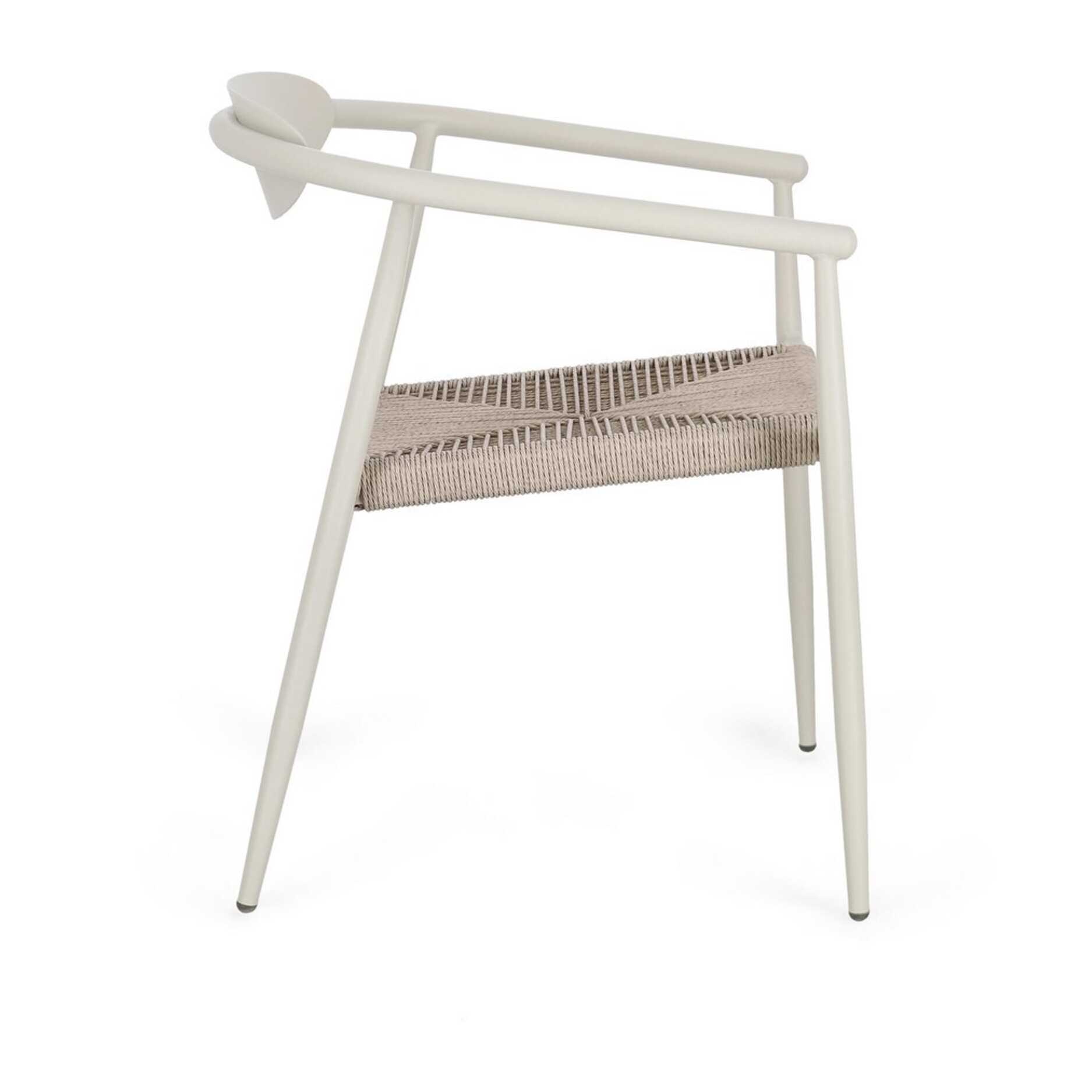 Set di 4 sedie con braccioli MORAIRA in alluminio e fibra sintetica beige, impilabili