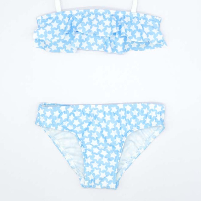 BIKINI AZUL DE ESTRELLAS CON VOLANTES