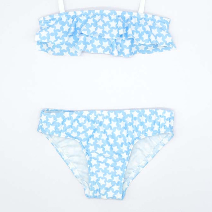 BIKINI AZUL DE ESTRELLAS CON VOLANTES