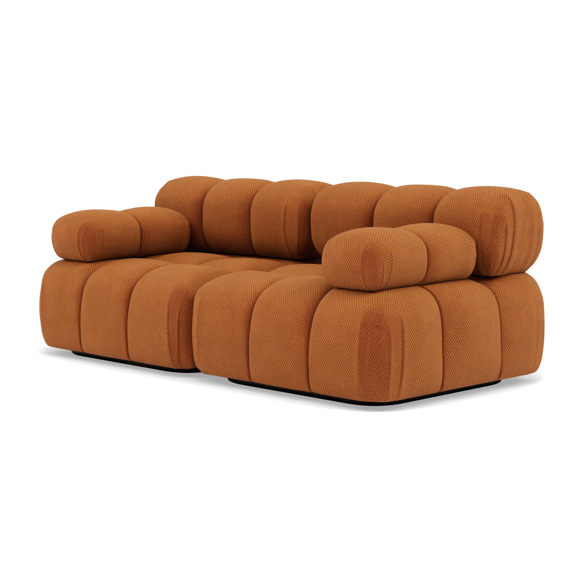 Ruby - canapé droit modulable 2 places en velours texturé - Terracotta