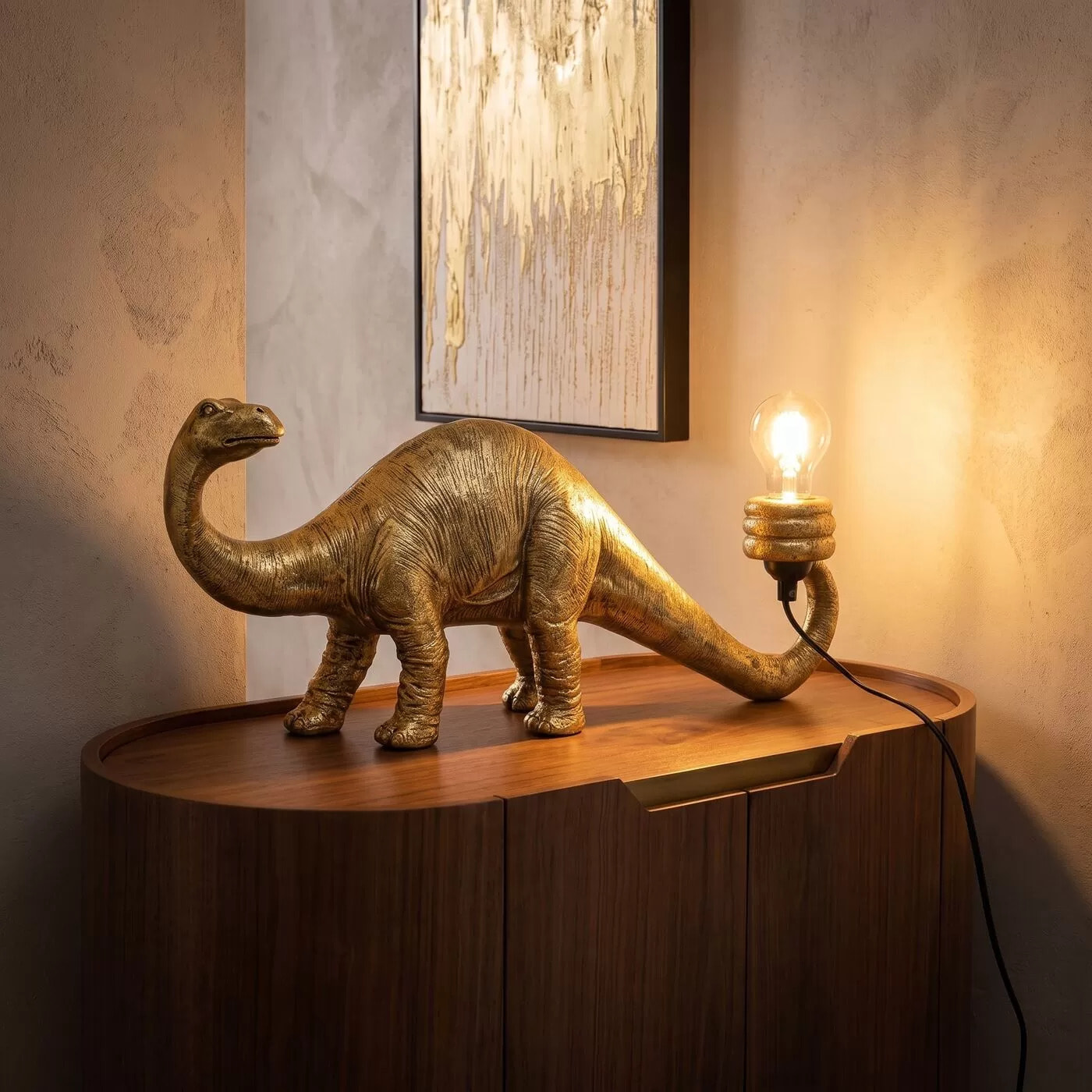 Lampe dinosaure doré Kare Design