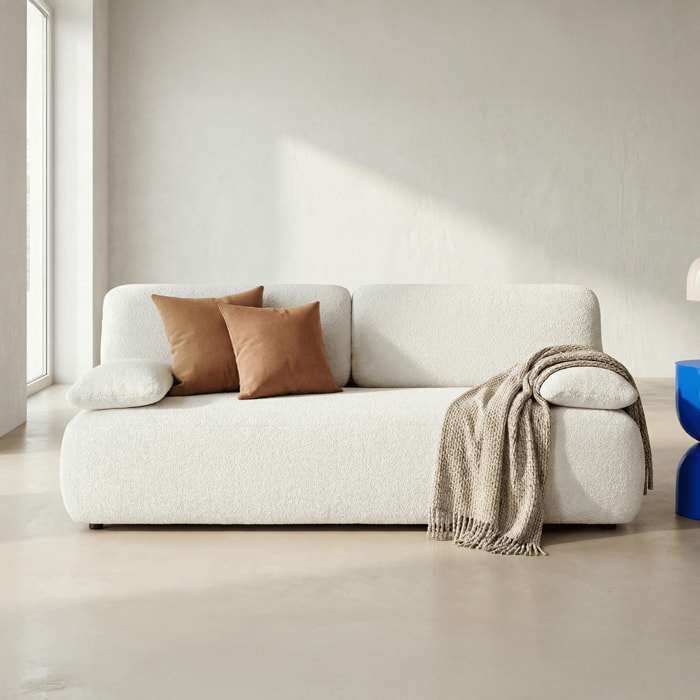 Canapé convertible 3 places avec coffre en tissu bouclette - GEMMA