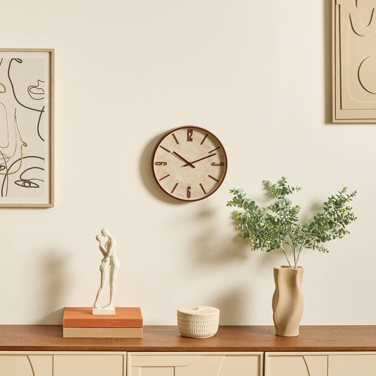 Horloge Nella D29cm marron