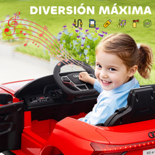 Coche Eléctrico para Niños de +3 Años AUDI RS e-tron GT Coche de Batería 12V con Mando a Distancia Faros LED Bocina Música USB y Apertura de Puerta 3-5 km/h Rojo
