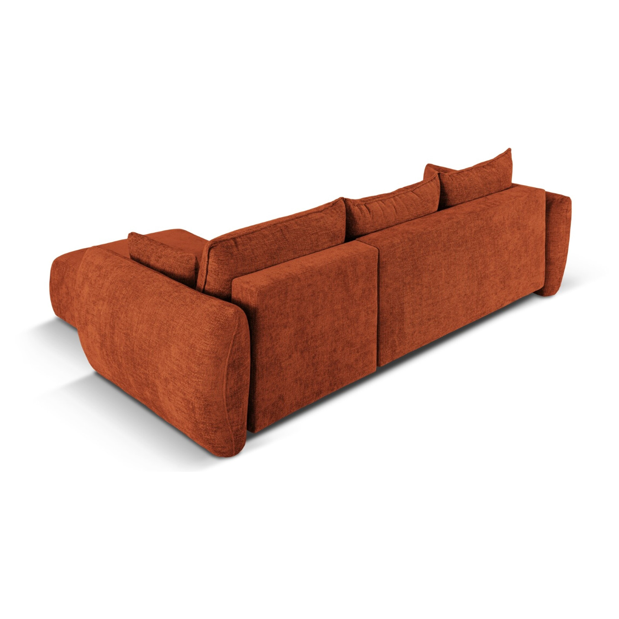 Canapé d'angle droit convertible avec coffre de rangement "Matera" 4 places en chenille terracotta