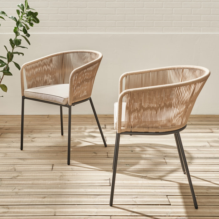 Fauteuil de jardin acier galvanisé et cordes (lot de 2) SANTOS