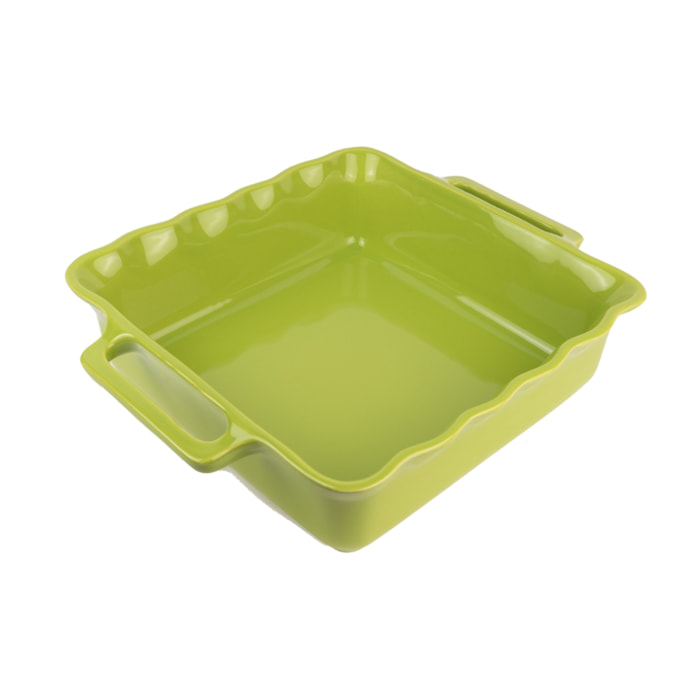 Plat céramique four carré festonné vert pomme 31,5 cm Délices