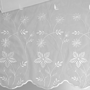 Tissu en voile sablé et brodé - Blanc