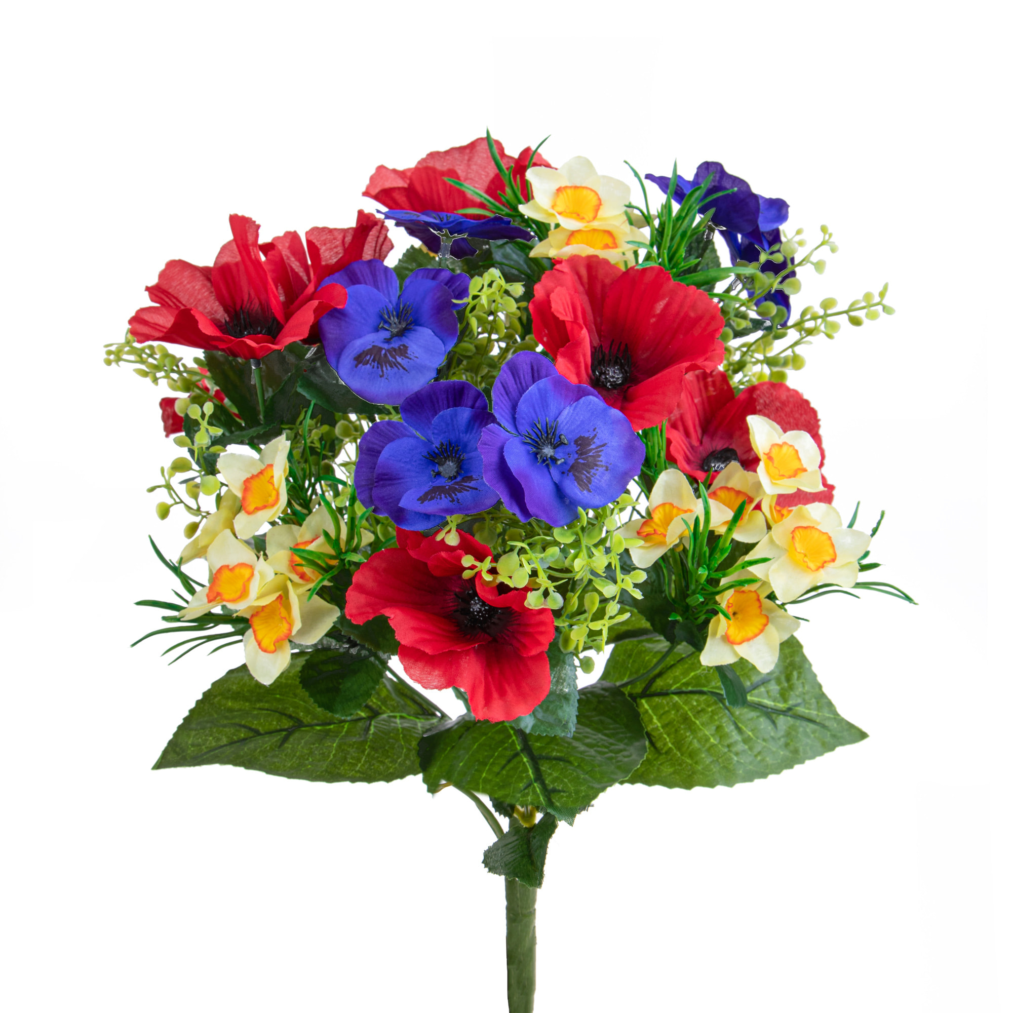 Bouquet Papaveri/Panse' X 14 42 Cm - Pezzi 3 - 11X42X12cm - Colore: Rosso - Bianchi Dino - Cespugli Fiori Misti