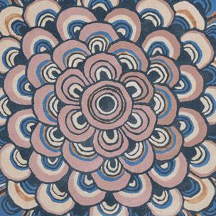 Tapis rond fait à la main en laine motif géométrique ILFI