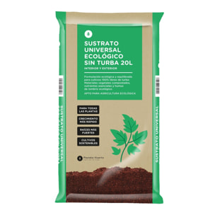 PLANETA HUERTO | Sustrato Universal Sin Turba ECO 20 Litros - Sustrato Orgánico, Ligero y Aireado, Ideal para Macetas, Huertos Urbanos y Jardinería Sostenible