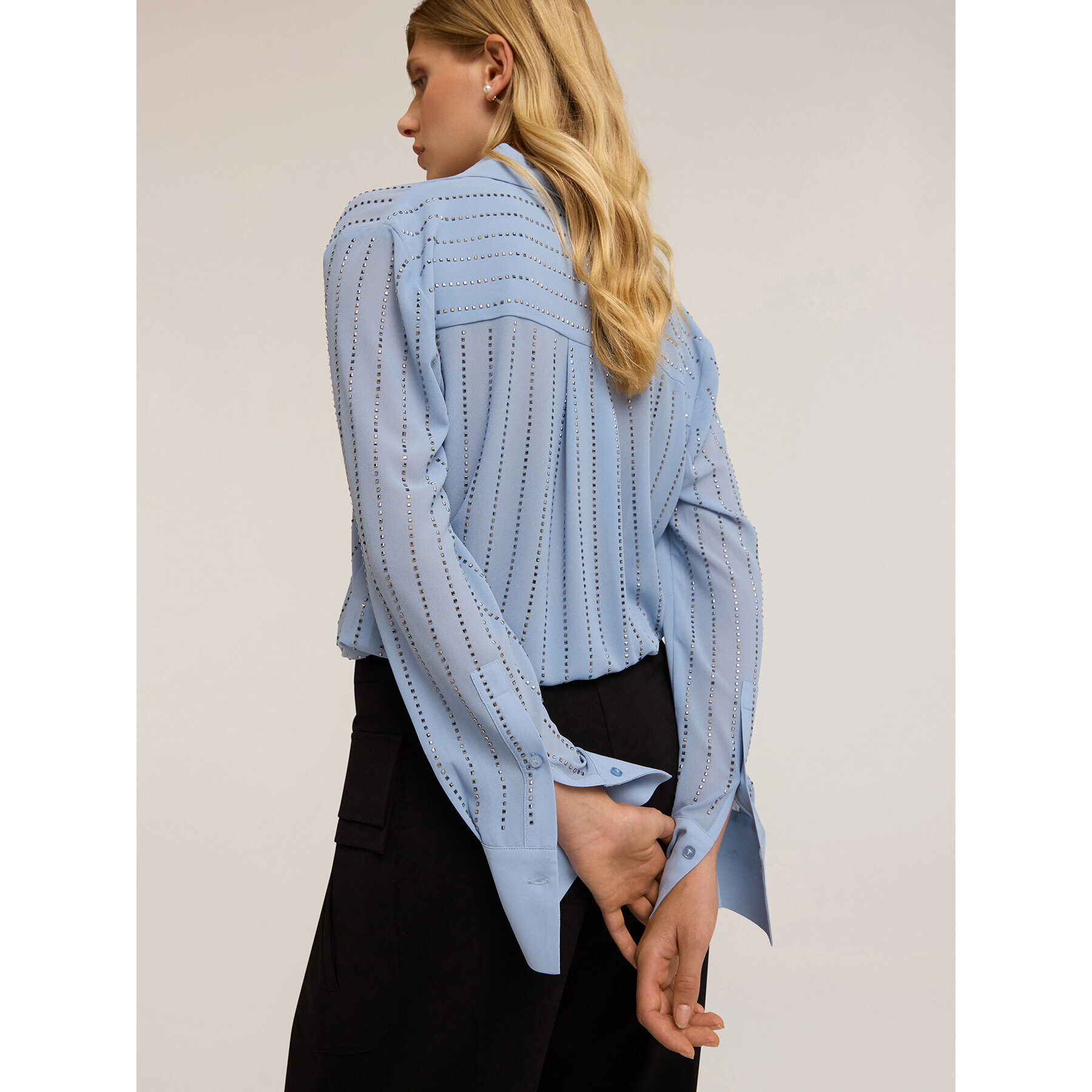 Motivi - Camicia con micro borchie - Azzurro