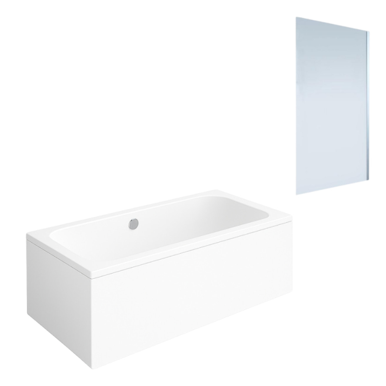 Baignoire droite VILLEROY & BOCH Architectura acrylique 190 x 90 cm  + Pare bain droite AURYS Mist 1 chromé