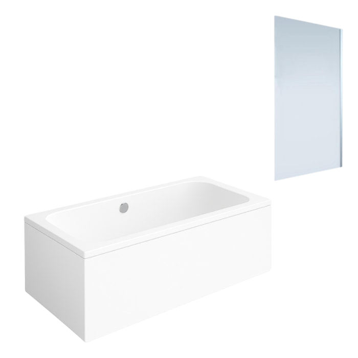 Baignoire droite VILLEROY & BOCH Architectura acrylique 190 x 90 cm  + Pare bain droite AURYS Mist 1 chromé