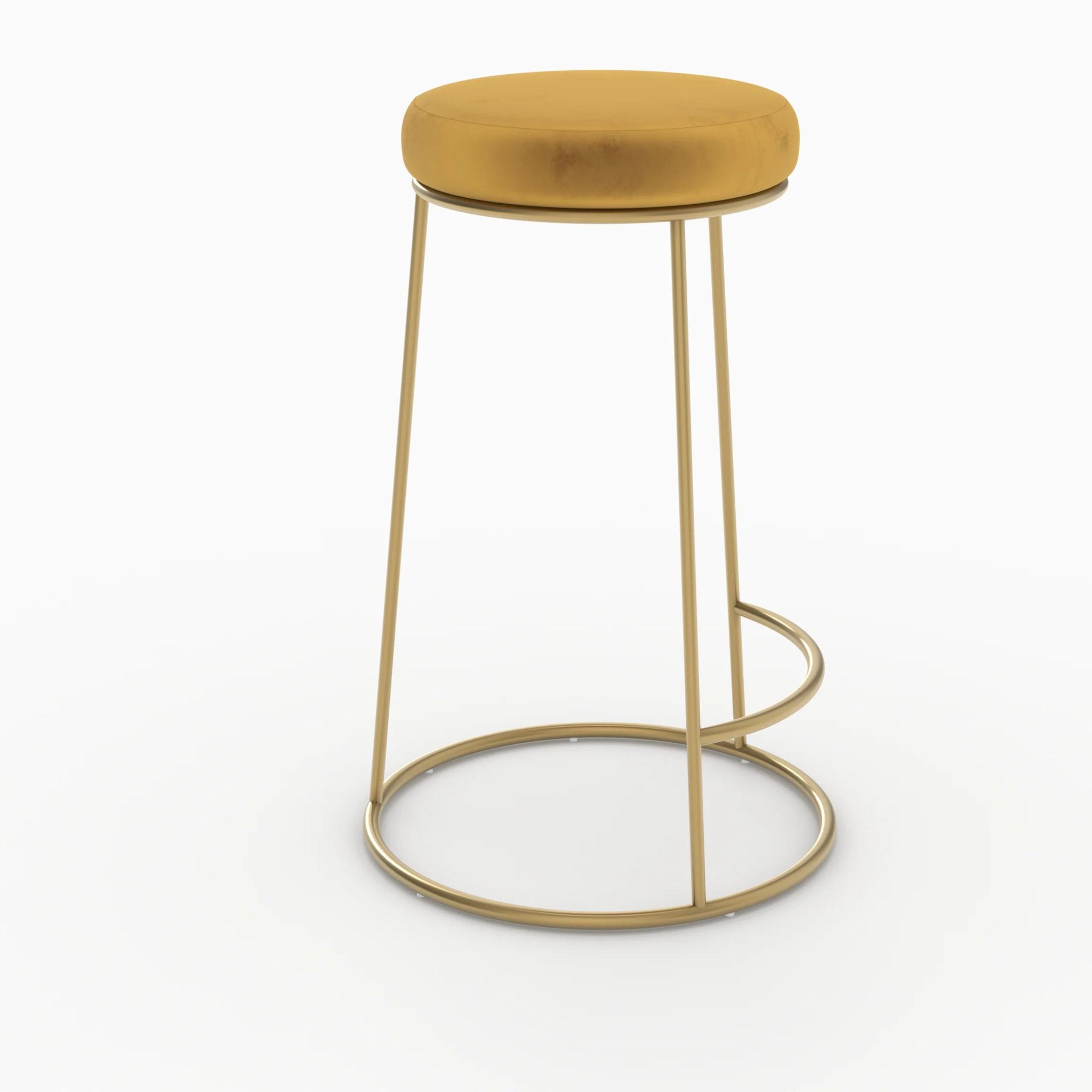 Lot de 2 tabourets pour îlot central 63 cm en velours jaune curry - Kendal