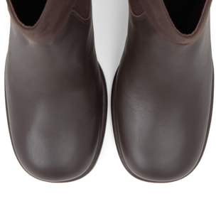 Botín de tacón Nona en cuero y lona sin cierre