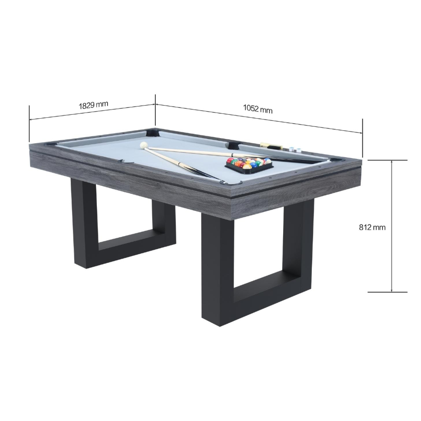 Table multi-jeux 3 en 1 billard et ping pong en bois gris ARIES