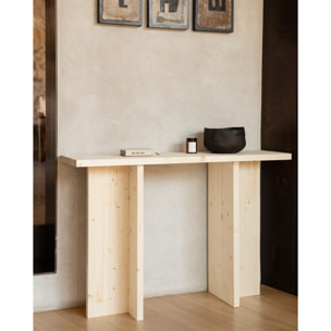 Consola de madera maciza en tono natural de 120x80cm Alto: 35 Largo: 120 Ancho: 80