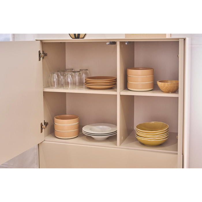 Buffet haut beige laqué mat 2 portes 1 tiroir L90 cm GRAY