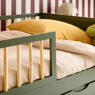 Lit enfant 90 x 190 cm pin naturel sommier à lattes inclus ELIO