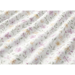 Completo Lenzuola 100% Cotone Made in Italy Fantasia Floreale Disegno Primavera Rosa