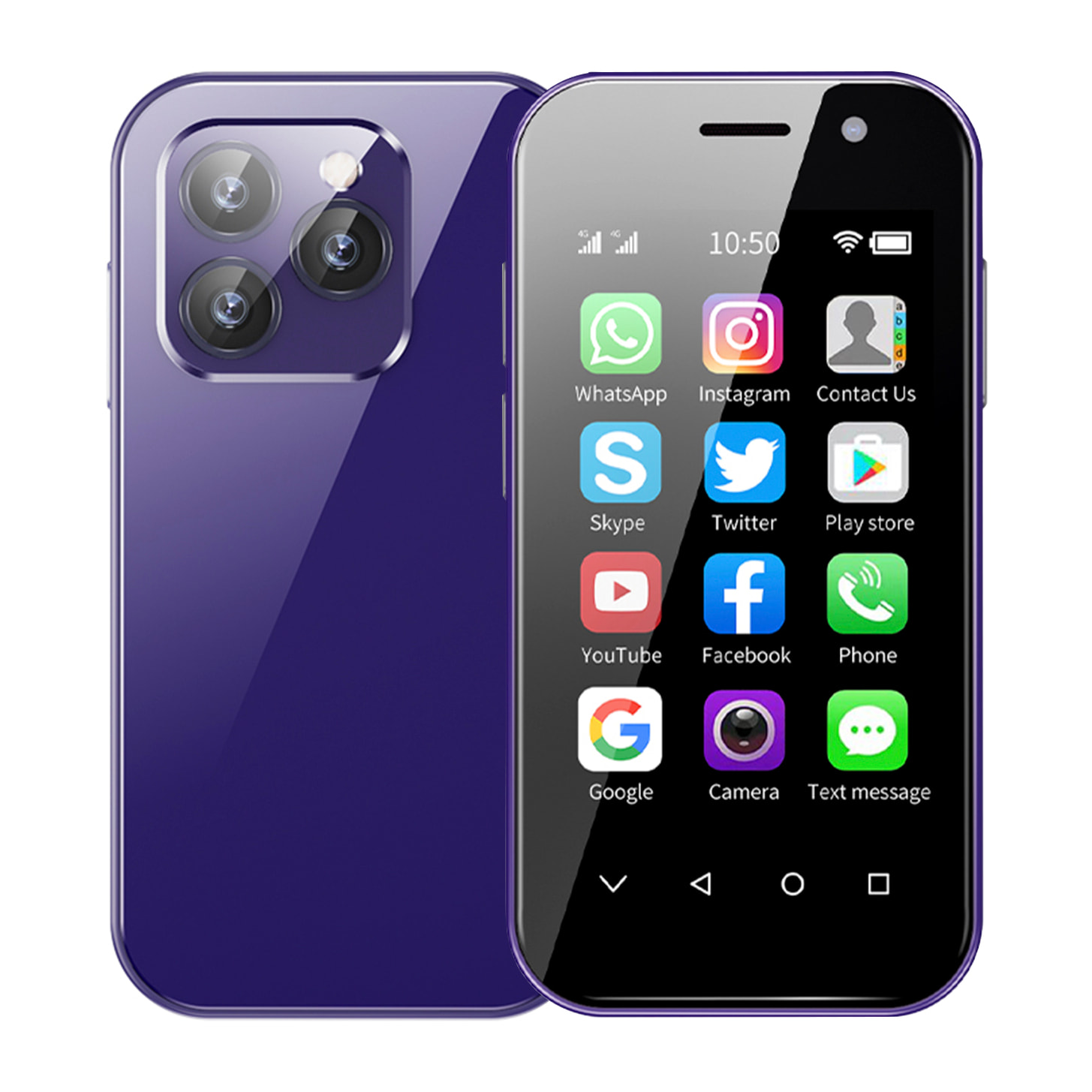 DAM Mini smartphone 14 PRO 4G, Android 9.0, 2GB RAM + 16GB. Pantalla 3''. 4,7x1,2x9,4 Cm. Color: Morado