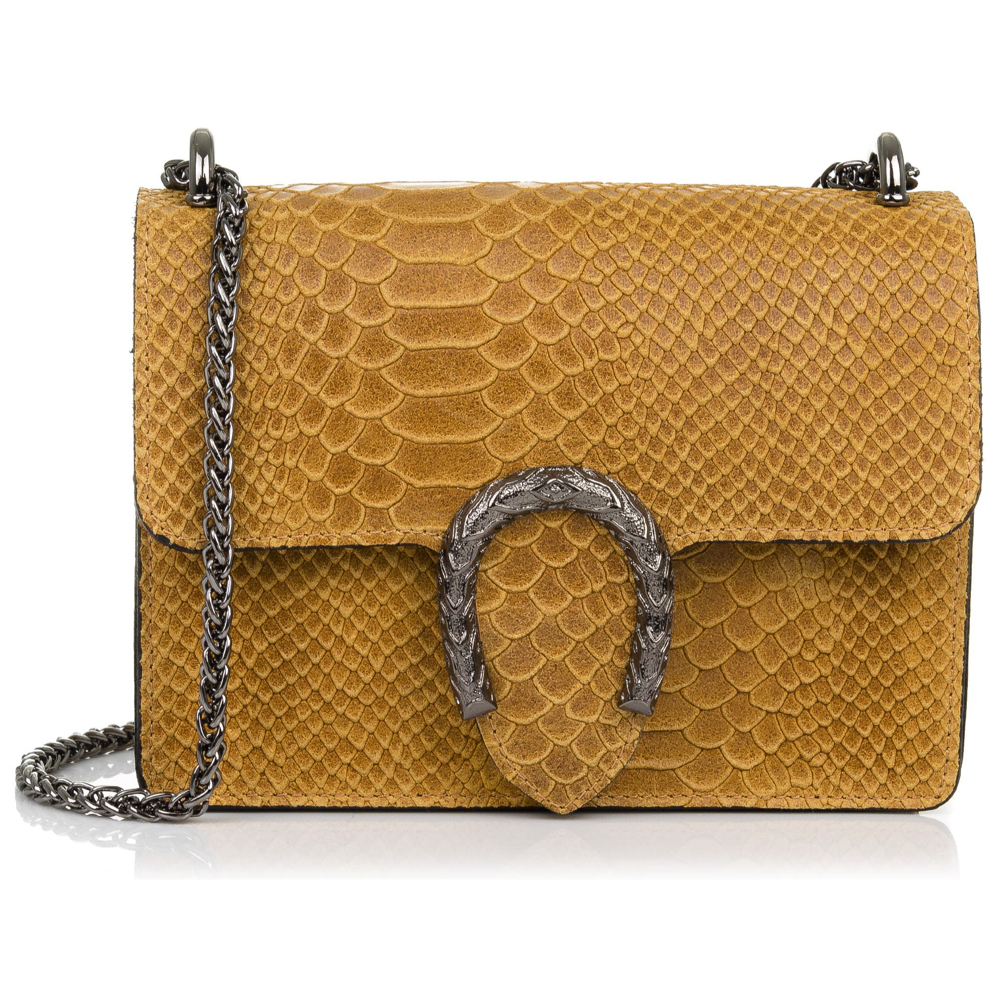 Lorenza Bolso de mano Mujer.Piel auténtica Gamuza Grabado Serpiente