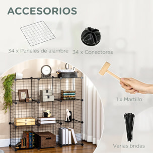 Estantería Modular de 9 Cubos, Estantería Apilable de Alambre DIY, Organizador de Almacenamiento Multiuso, para Salón, Dormitorio, Negro