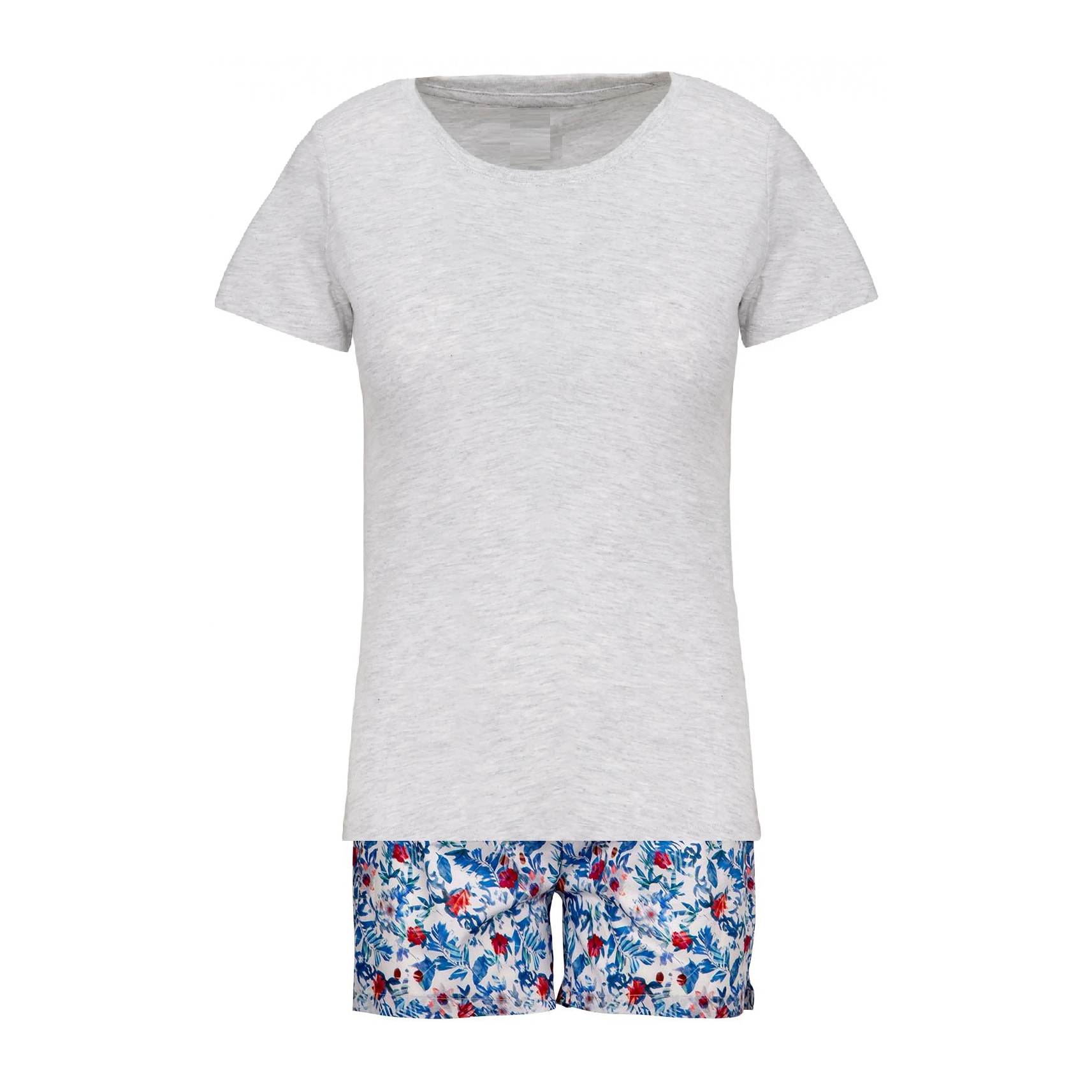 Pigiama leggero DONNA cotone bianco fiori blu