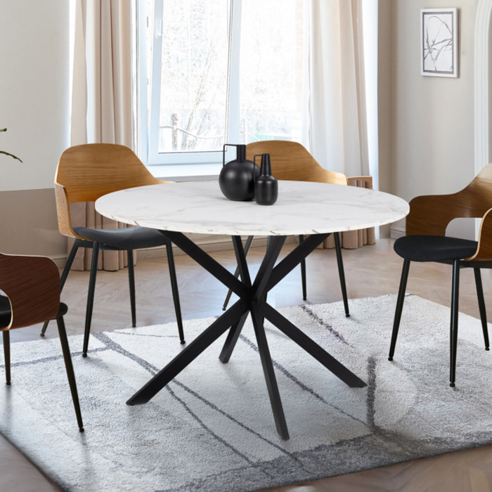 Table à manger ronde Soline Ø110cm effet marbre