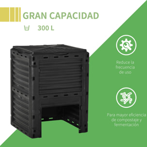 Compostador Capacidad 300L para Producción Abono Orgánico 60,5x60,5x81,5 cm