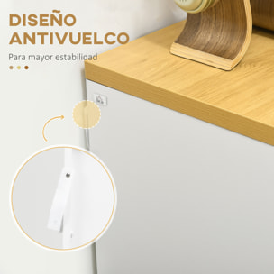 Cómoda 3 Cajones, Cómoda Dormitorio sin Tiradores, Cajonera para Salón, Oficina, Estilo Moderno, 70x37x75 cm, Blanco