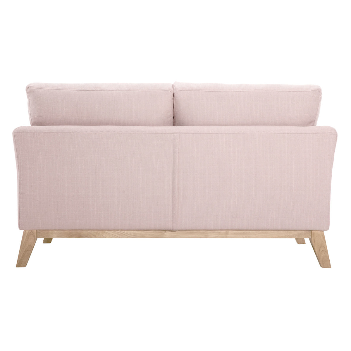 Canapé scandinave déhoussable 2 places en tissu rose et bois clair OSLO