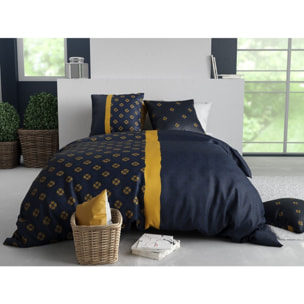 Parure housse de couette coton noir