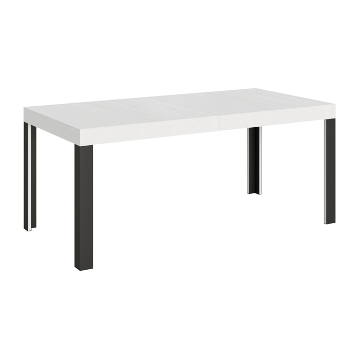 Table Linea Extensible Dessus Frêne Blanc 90x180 Allongée 284 cadre Anthracite