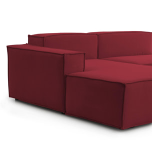 Divano fisso Nadia, Divano componibile a 2 posti con penisola sinistra, 100% Made in Italy, Sofà moderno in tessuto, Cm 220x170h70, Rosso